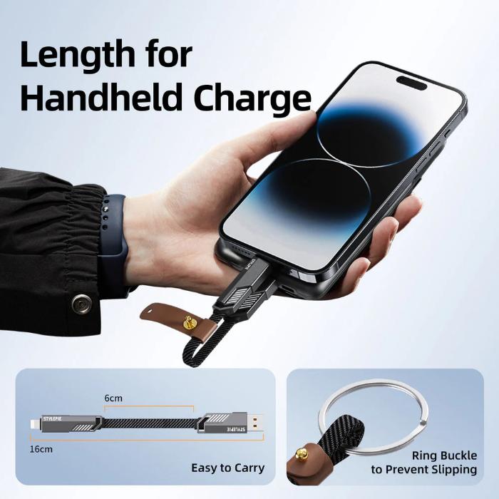 Shop and buy Stylepie C71 240W 4-in-1 Keychain Version Fast Charging Data Cable 6cm USB-A USB-C Lightning| Casefactorie® online with great deals and sales prices with fast and safe shipping. Casefactorie is the largest Singapore official authorised retailer for the largest collection of mobile premium accessories.