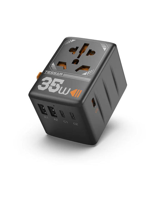 Shop and buy TESSAN 35W International Plug Adaptor with 3 USB-C & 2 USB-A Charging Ports Safety Protection| Casefactorie® online with great deals and sales prices with fast and safe shipping. Casefactorie is the largest Singapore official authorised retailer for the largest collection of mobile premium accessories.