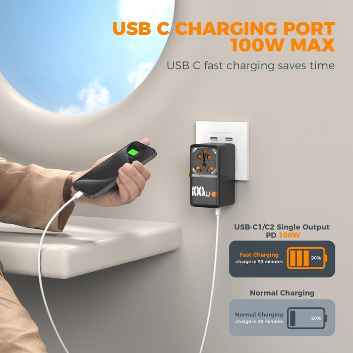 Shop and buy TESSAN 100W International Plug Adaptor with 2 USB-C & 2 USB-A Charging Ports Safety Protection| Casefactorie® online with great deals and sales prices with fast and safe shipping. Casefactorie is the largest Singapore official authorised retailer for the largest collection of mobile premium accessories.