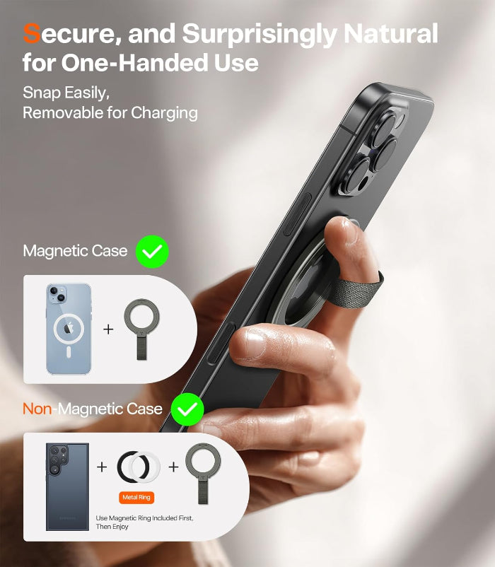 TORRAS OmniRing Braided Strap Magnetic Ring Adjustable Phone Grip & Kickstand