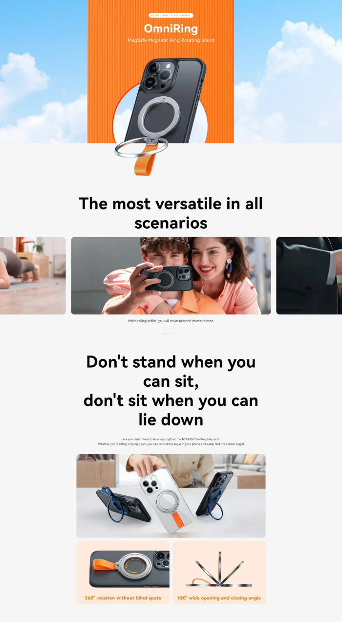 TORRAS OmniRing Magnetic Ring Adjustable Phone Grip & Kickstand