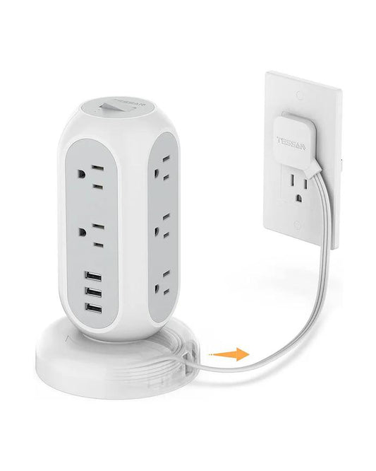 Shop and buy TESSAN 11-in-1 Power Strip Tower with 8 AC Outlets 3 USB Ports Ultra Thin Retractable Extension Cord| Casefactorie® online with great deals and sales prices with fast and safe shipping. Casefactorie is the largest Singapore official authorised retailer for the largest collection of mobile premium accessories.