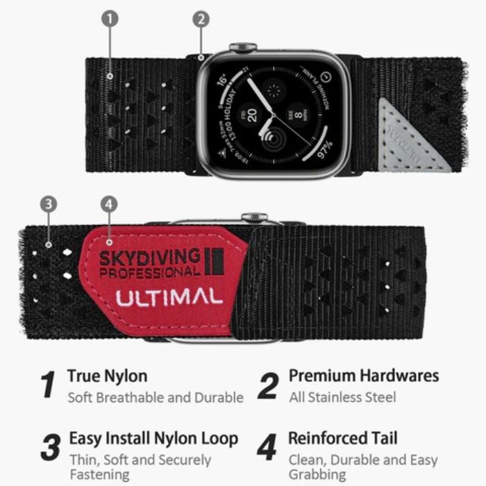 Shop and buy ULTIMAL Extra-wide Hollow Out Nylon Apple Watch Strap Band for Apple Watch 49/45/44/42mm Velcro| Casefactorie® online with great deals and sales prices with fast and safe shipping. Casefactorie is the largest Singapore official authorised retailer for the largest collection of mobile premium accessories.