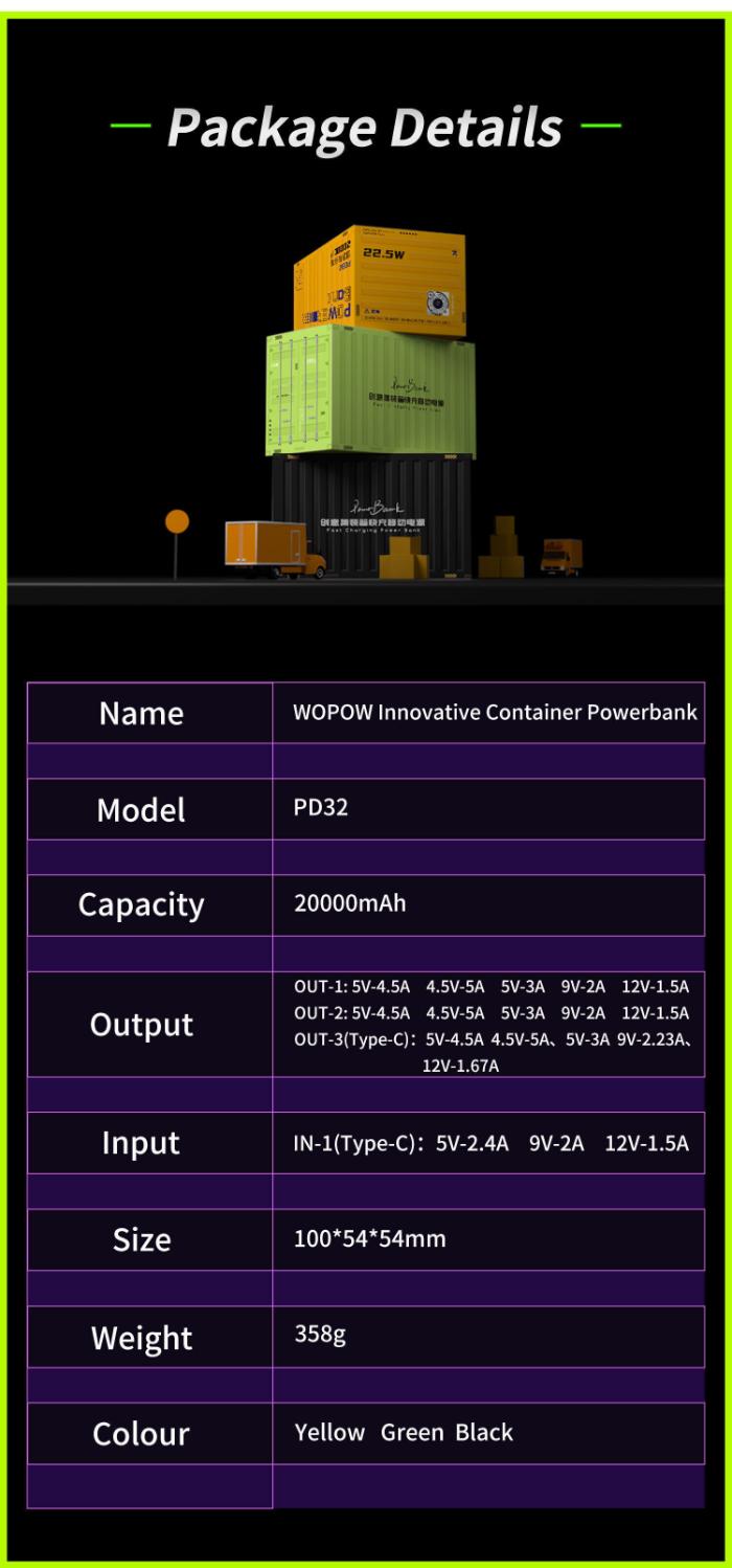 Shop and buy WOPOW PD32 20000mah Container Intelligent Digital Screen Display PD 22.5W Fast Charging Power Bank| Casefactorie® online with great deals and sales prices with fast and safe shipping. Casefactorie is the largest Singapore official authorised retailer for the largest collection of mobile premium accessories.