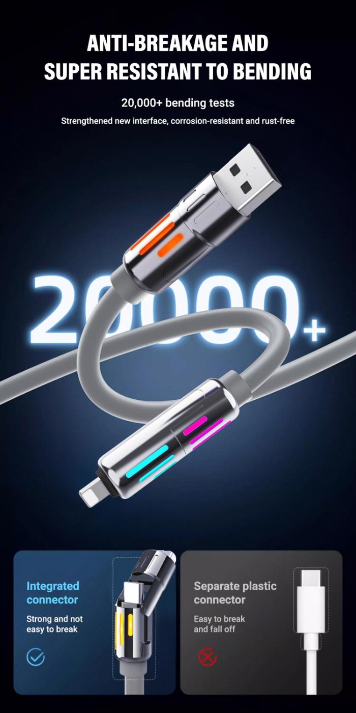 Shop and buy XIAOSHANG 240W 4-in-1 Liquid Silicone Super Fast Charging Data Cable 1.5m USB-A USB-C Lightning| Casefactorie® online with great deals and sales prices with fast and safe shipping. Casefactorie is the largest Singapore official authorised retailer for the largest collection of mobile premium accessories.