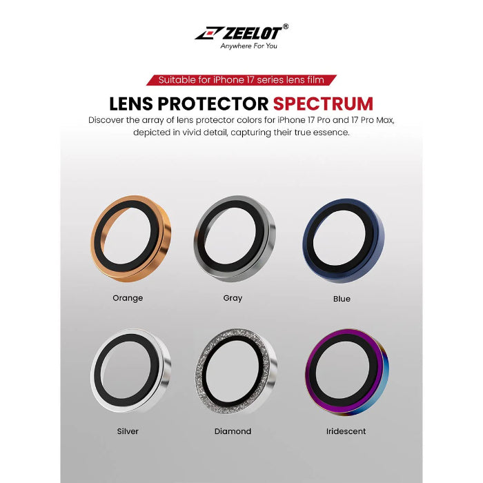 ZEELOT Pishield Titanium Alloy Lens Protector for iPhone 17 Pro 6.3"/17 Pro Max 6.9" (2025)