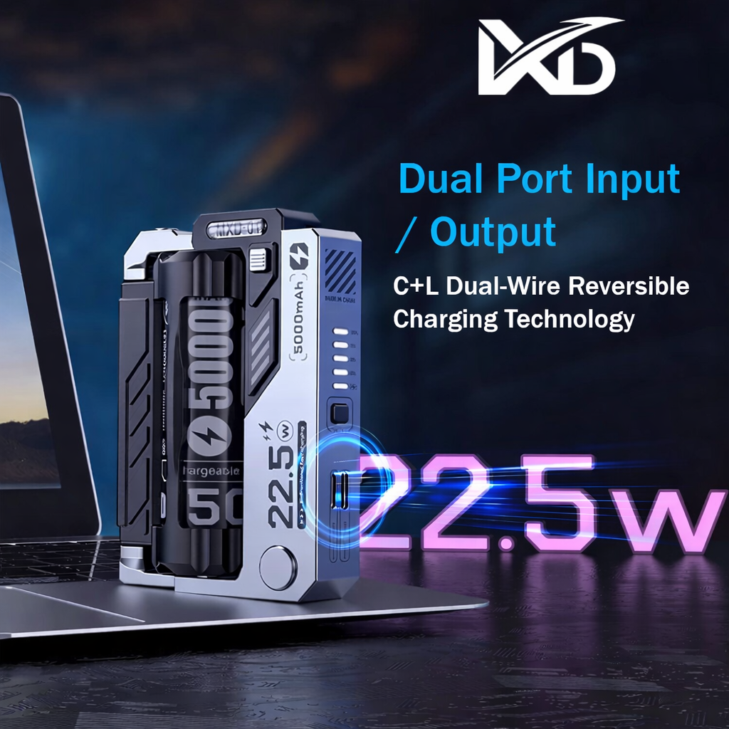 MXD MXD-01 5000mAh Mini Power Bank PD 22.5W, Removable Battery, Dual Cable Fast Charging, Portable Charger