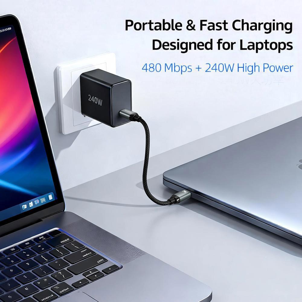 Basemo X11B 240W USB-C to USB-C FastCharging Cable 20cm, Aluminum AlloyBraided Magnetic Short Data Cable