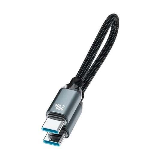 Basemo X11B 240W USB-C to USB-C FastCharging Cable 20cm, Aluminum AlloyBraided Magnetic Short Data Cable
