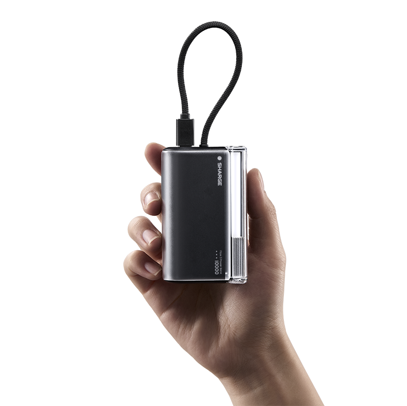 SHARGE Flow 3 45W Portable Power Bank with Built-in Cable,10000mAh