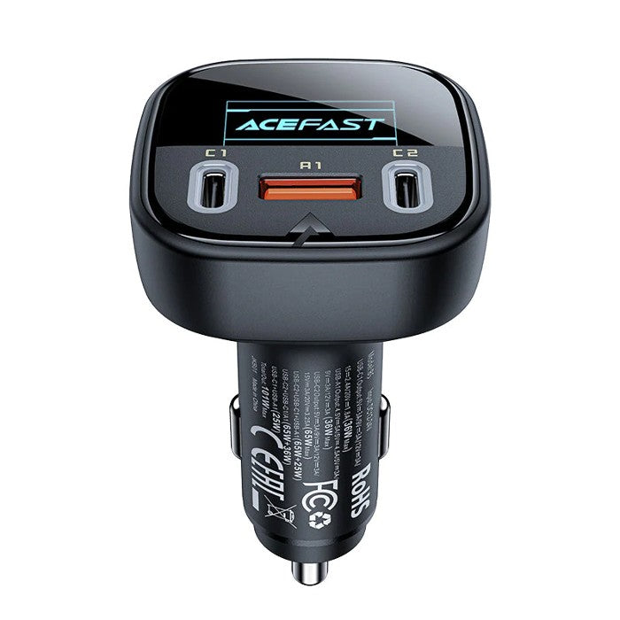 Shop and buy ACEFAST B5 101W Metal Car Charger with OLED Smart Display Built-in Smart Chip 3 Ports| Casefactorie® online with great deals and sales prices with fast and safe shipping. Casefactorie is the largest Singapore official authorised retailer for the largest collection of mobile premium accessories.