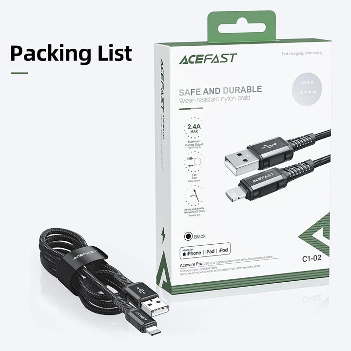 Shop and buy ACEFAST C1-02 USB-A to Lightning Aluminum Alloy Charging Data Cable MFI certification| Casefactorie® online with great deals and sales prices with fast and safe shipping. Casefactorie is the largest Singapore official authorised retailer for the largest collection of mobile premium accessories.