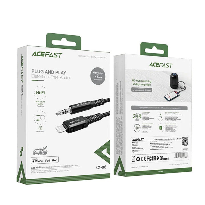 Shop and buy ACEFAST C1-06 Lightning to 3.5mm Audio Cable MFI certification Support for Apple’s lossless music| Casefactorie® online with great deals and sales prices with fast and safe shipping. Casefactorie is the largest Singapore official authorised retailer for the largest collection of mobile premium accessories.