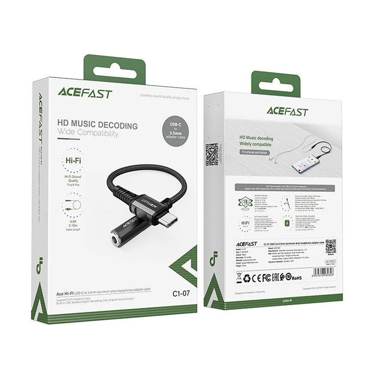 Shop and buy ACEFAST C1-07 USB-C to 3.5mm Headphones Adapter Cable Digital chip Support Hi-Fi lossless music| Casefactorie® online with great deals and sales prices with fast and safe shipping. Casefactorie is the largest Singapore official authorised retailer for the largest collection of mobile premium accessories.
