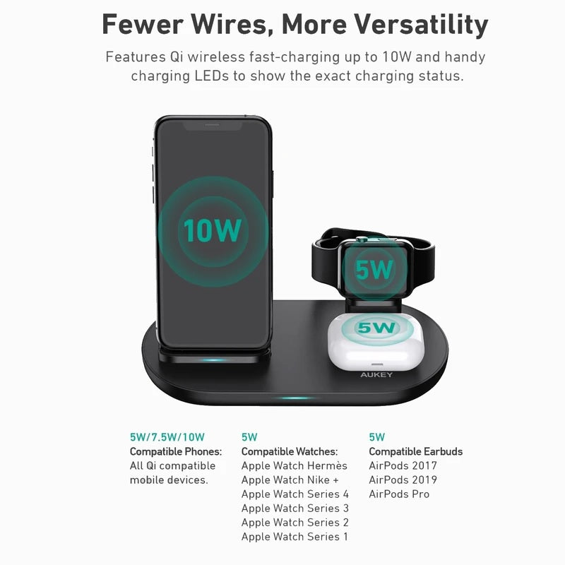 Shop and buy Aukey LC-A3 Aircore Series 3-in-1 10W Fast Wireless Charging Station with Apple Watch Mount| Casefactorie® online with great deals and sales prices with fast and safe shipping. Casefactorie is the largest Singapore official authorised retailer for the largest collection of mobile premium accessories.