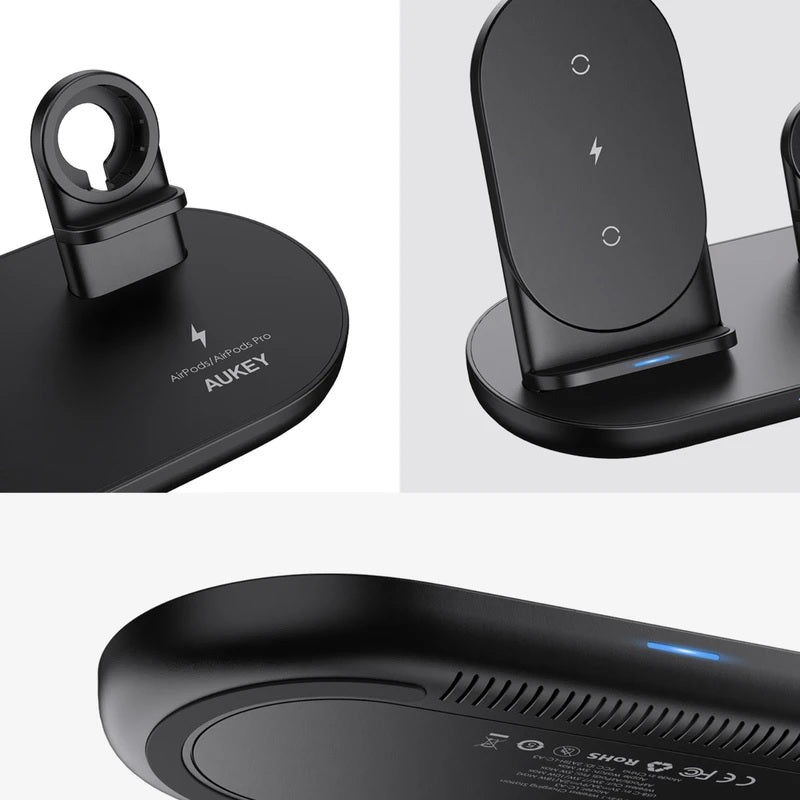 Shop and buy Aukey LC-A3 Aircore Series 3-in-1 10W Fast Wireless Charging Station with Apple Watch Mount| Casefactorie® online with great deals and sales prices with fast and safe shipping. Casefactorie is the largest Singapore official authorised retailer for the largest collection of mobile premium accessories.