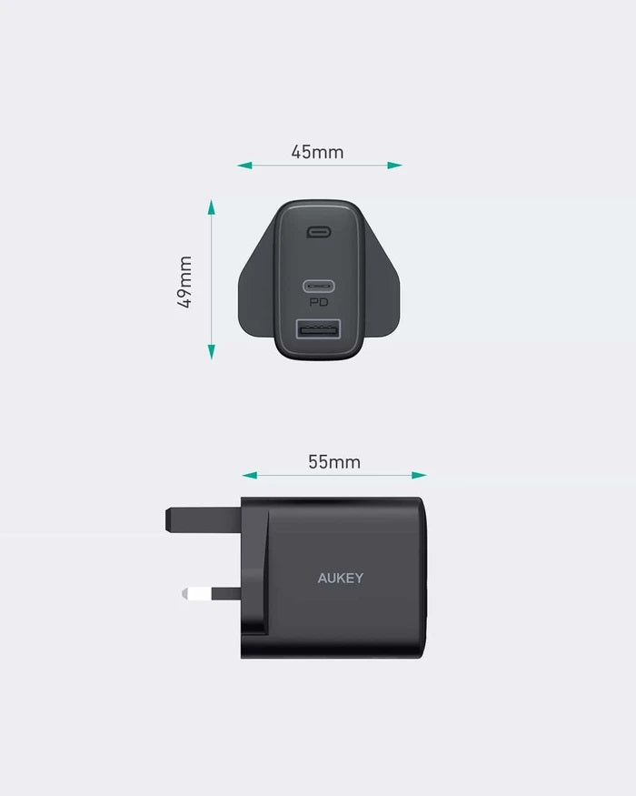 Shop and buy Aukey PA-F3S Swift Series 32W PD Dual USB-C & USB-A Wall Charger Power Delivery 2-Port| Casefactorie® online with great deals and sales prices with fast and safe shipping. Casefactorie is the largest Singapore official authorised retailer for the largest collection of mobile premium accessories.