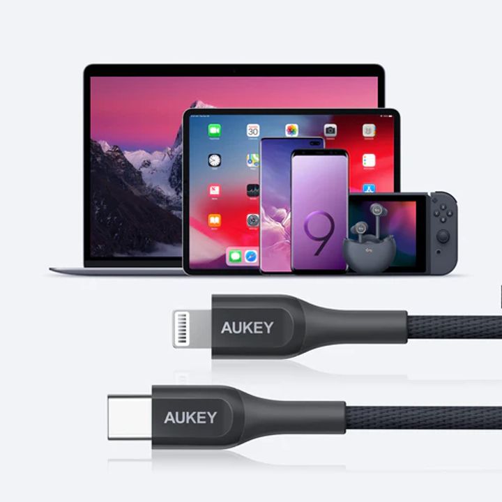 Shop and buy Aukey CB-AKL3 USB-C to Lightning Kevlar Core Cable Data Transfer & Charging Apple Mfi Certified| Casefactorie® online with great deals and sales prices with fast and safe shipping. Casefactorie is the largest Singapore official authorised retailer for the largest collection of mobile premium accessories.