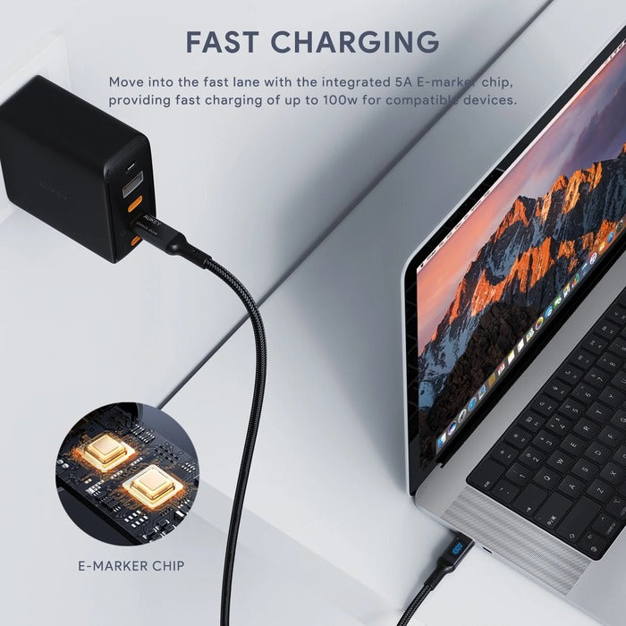Shop and buy Aukey CB-MCC101 100W Nylon Braided USB C to C Cable with LCD Display 1M Charging & Data Transfer| Casefactorie® online with great deals and sales prices with fast and safe shipping. Casefactorie is the largest Singapore official authorised retailer for the largest collection of mobile premium accessories.