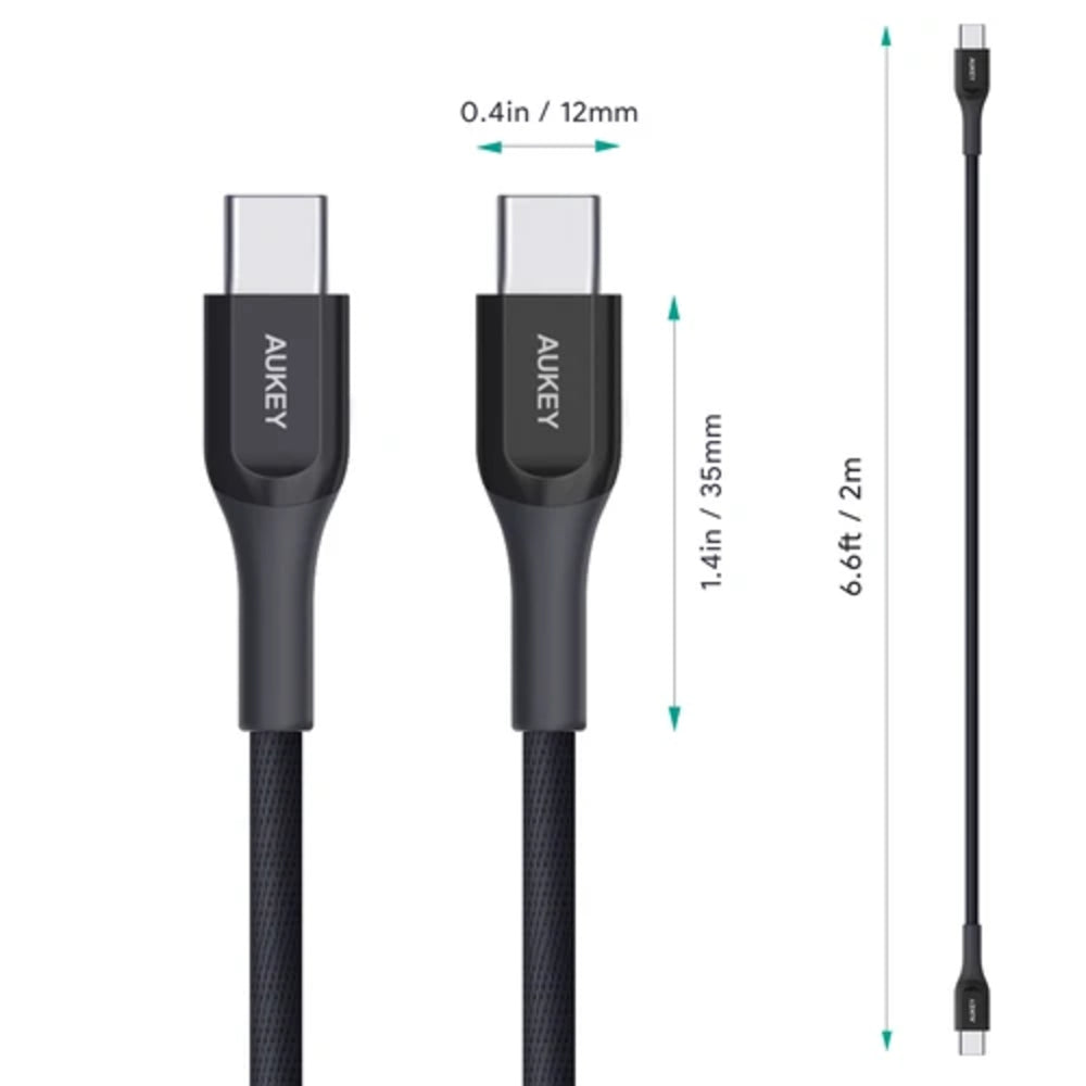 Shop and buy Aukey CB-AKC4 Kevlar Core PD 60W USB Type-C to Type-C Cable Power Delivery Quick Charge| Casefactorie® online with great deals and sales prices with fast and safe shipping. Casefactorie is the largest Singapore official authorised retailer for the largest collection of mobile premium accessories.