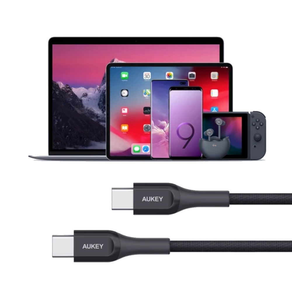 Shop and buy Aukey CB-AKC4 Kevlar Core PD 60W USB Type-C to Type-C Cable Power Delivery Quick Charge| Casefactorie® online with great deals and sales prices with fast and safe shipping. Casefactorie is the largest Singapore official authorised retailer for the largest collection of mobile premium accessories.