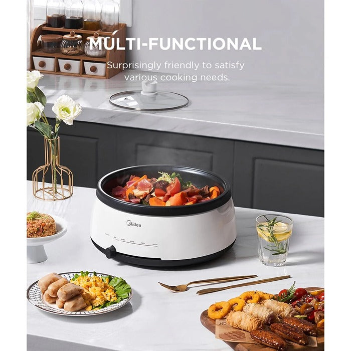 Shop and buy Midea MEC-1040W Non Sticky Coating Multi Cooker 3.5L hotpot/soup, stir-fry, fry steak| Casefactorie® online with great deals and sales prices with fast and safe shipping. Casefactorie is the largest Singapore official authorised retailer for the largest collection of household and home care appliances.