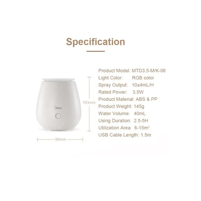 Shop and buy Midea MTD3.5-M/K-06 Air Humidifier Night Light RGB Color Aromatherapy Lamp Intermittent spray| Casefactorie® online with great deals and sales prices with fast and safe shipping. Casefactorie is the largest Singapore official authorised retailer for the largest collection of household and home care appliances.