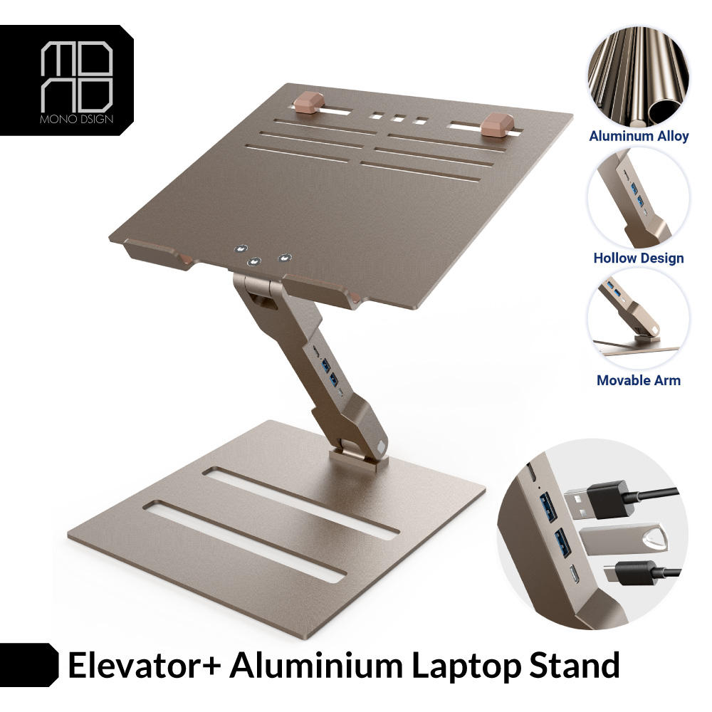 Shop and buy Mono Dsign Elevator+ Aluminium Laptop Stand Integrated USB Hub & Heat Dissipation Anti-Slip Rubber Pad| Casefactorie® online with great deals and sales prices with fast and safe shipping. Casefactorie is the largest Singapore official authorised retailer for the largest collection of mobile premium accessories.
