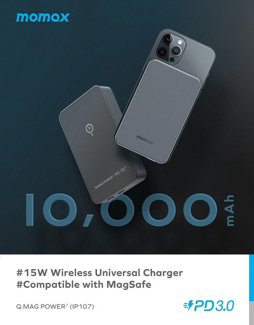 Shop and buy Momax Q.Mag IP107 Power 7 10000mAh 15W MagSafe Magnetic Wireless Portable Power Bank Fast Charge| Casefactorie® online with great deals and sales prices with fast and safe shipping. Casefactorie is the largest Singapore official authorised retailer for the largest collection of mobile premium accessories.