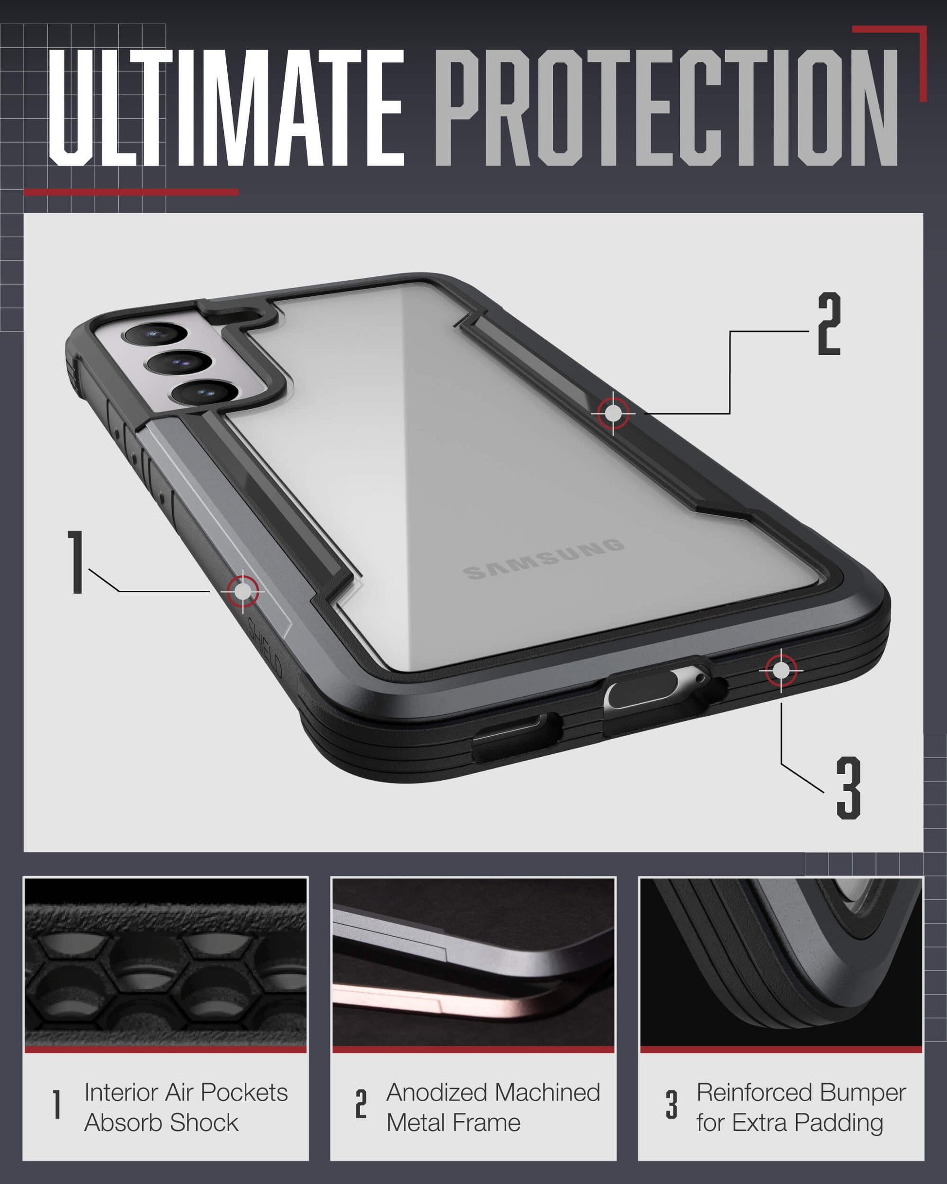 Shop and buy X-Doria Defense Raptic Shield Case Samsung Galaxy S22 (2022) Shockproof Bubble Texture interior| Casefactorie® online with great deals and sales prices with fast and safe shipping. Casefactorie is the largest Singapore official authorised retailer for the largest collection of mobile premium accessories.