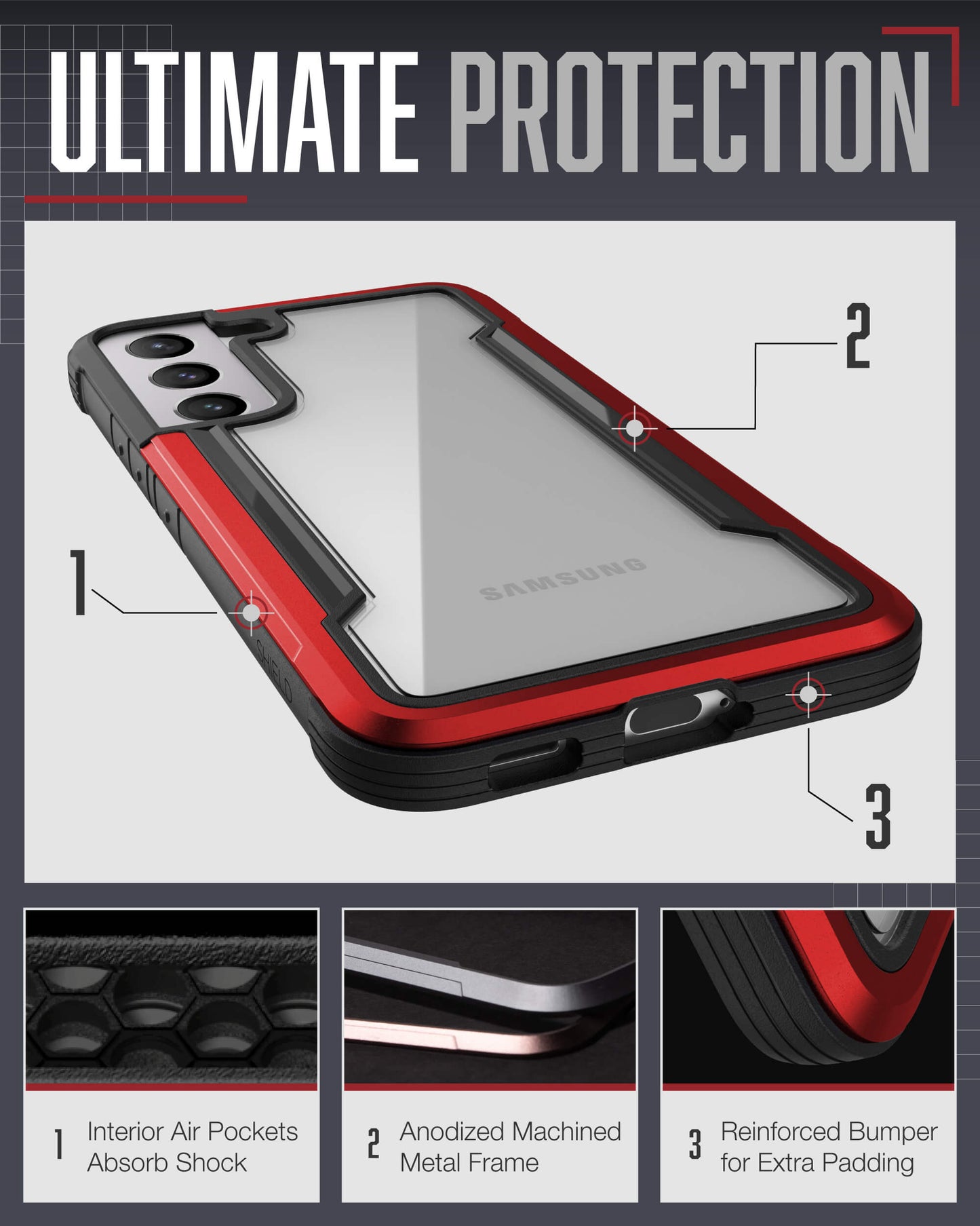 Shop and buy X-Doria Defense Raptic Shield Case Samsung Galaxy S22 (2022) Shockproof Bubble Texture interior| Casefactorie® online with great deals and sales prices with fast and safe shipping. Casefactorie is the largest Singapore official authorised retailer for the largest collection of mobile premium accessories.