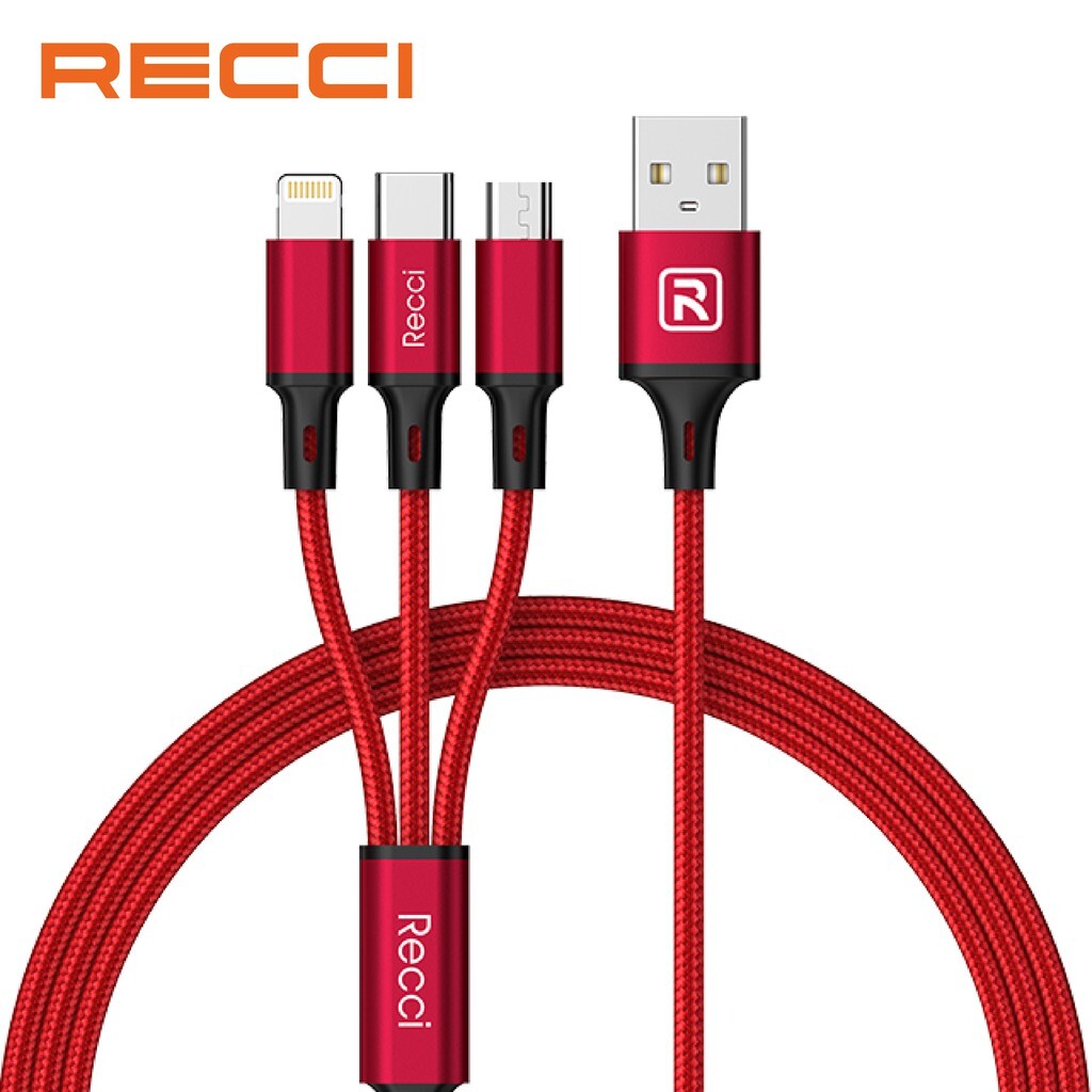 Shop and buy Recci RCS-D120 3-in-1 Fast Charging USB Cable Lightning Type-C Micro-USB Nylon Woven Jacket| Casefactorie® online with great deals and sales prices with fast and safe shipping. Casefactorie is the largest Singapore official authorised retailer for the largest collection of mobile premium accessories.