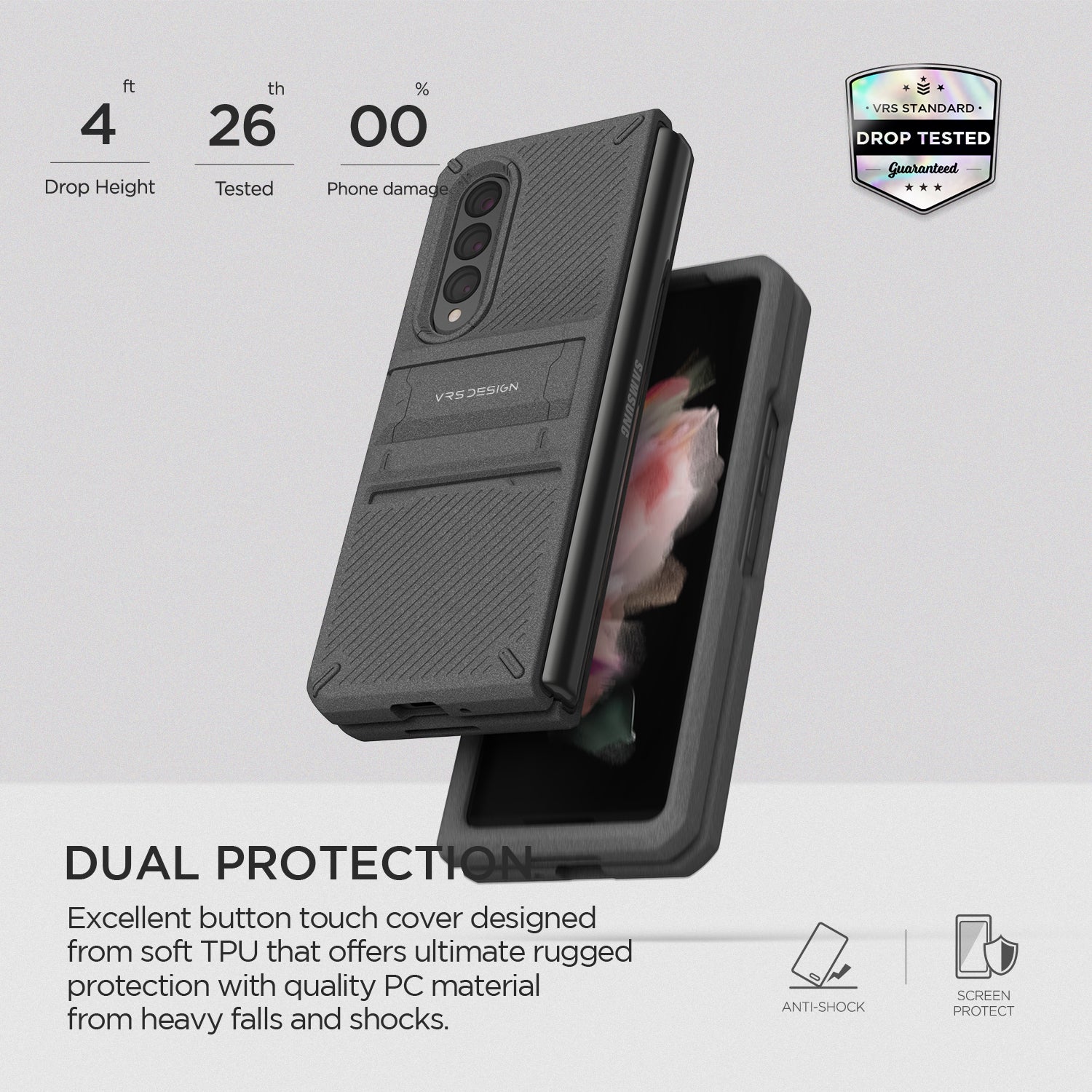 Shop and buy VRS Design QuickStand Pro Case for Samsung Galaxy Z Fold 3 5G (2021) Shockproof Kickstand| Casefactorie® online with great deals and sales prices with fast and safe shipping. Casefactorie is the largest Singapore official authorised retailer for the largest collection of mobile premium accessories.