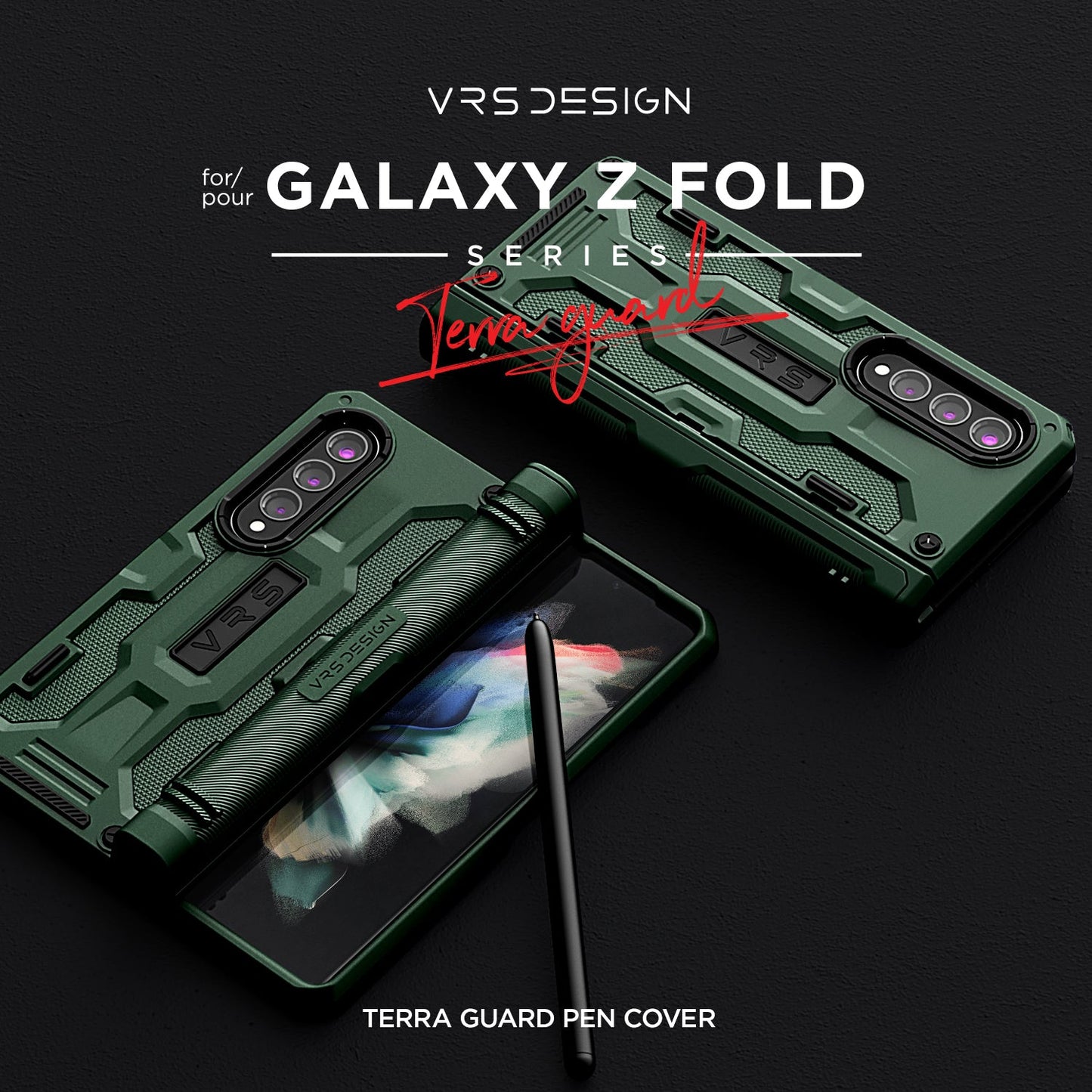 VRS Design Terra Guard S Case for Samsung Galaxy Z Fold 3 5G (2021) with S Pen Holder