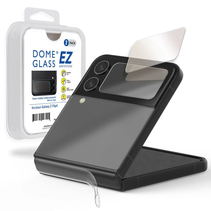 Shop and buy Whitestone Dome EZ Tempered Glass Outer Display Screen Protector Samsung Galaxy Z Flip 4 2022 2 Pack| Casefactorie® online with great deals and sales prices with fast and safe shipping. Casefactorie is the largest Singapore official authorised retailer for the largest collection of mobile premium accessories.