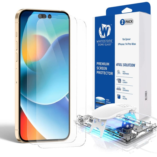 Shop and buy Whitestone Dome Tempered Glass Screen Protector for iPhone 14 Pro Max (2022) (2 Pack) Clear| Casefactorie® online with great deals and sales prices with fast and safe shipping. Casefactorie is the largest Singapore official authorised retailer for the largest collection of mobile premium accessories.