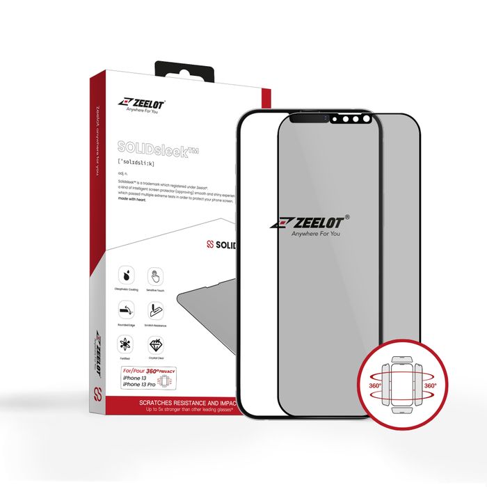 Zeelot SOLIDsleek Tempered Glass Screen Protector for iPhone 13/13 Pro (2021)