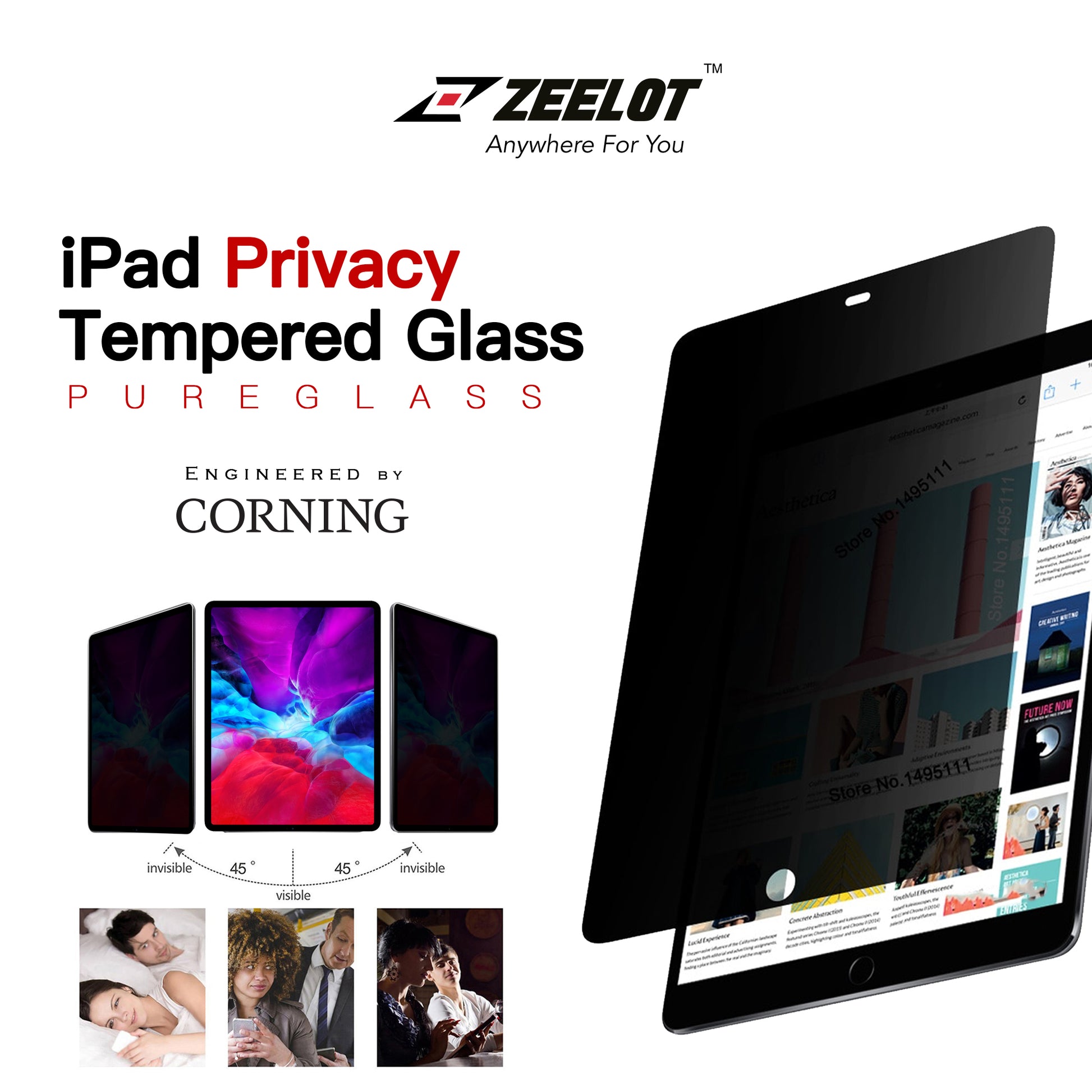Shop and buy Zeelot PureGlass 2.5D Corning Privacy Tempered Glass Screen Protector iPad Pro 12.9" (2018-2022)| Casefactorie® online with great deals and sales prices with fast and safe shipping. Casefactorie is the largest Singapore official authorised retailer for the largest collection of mobile premium accessories.