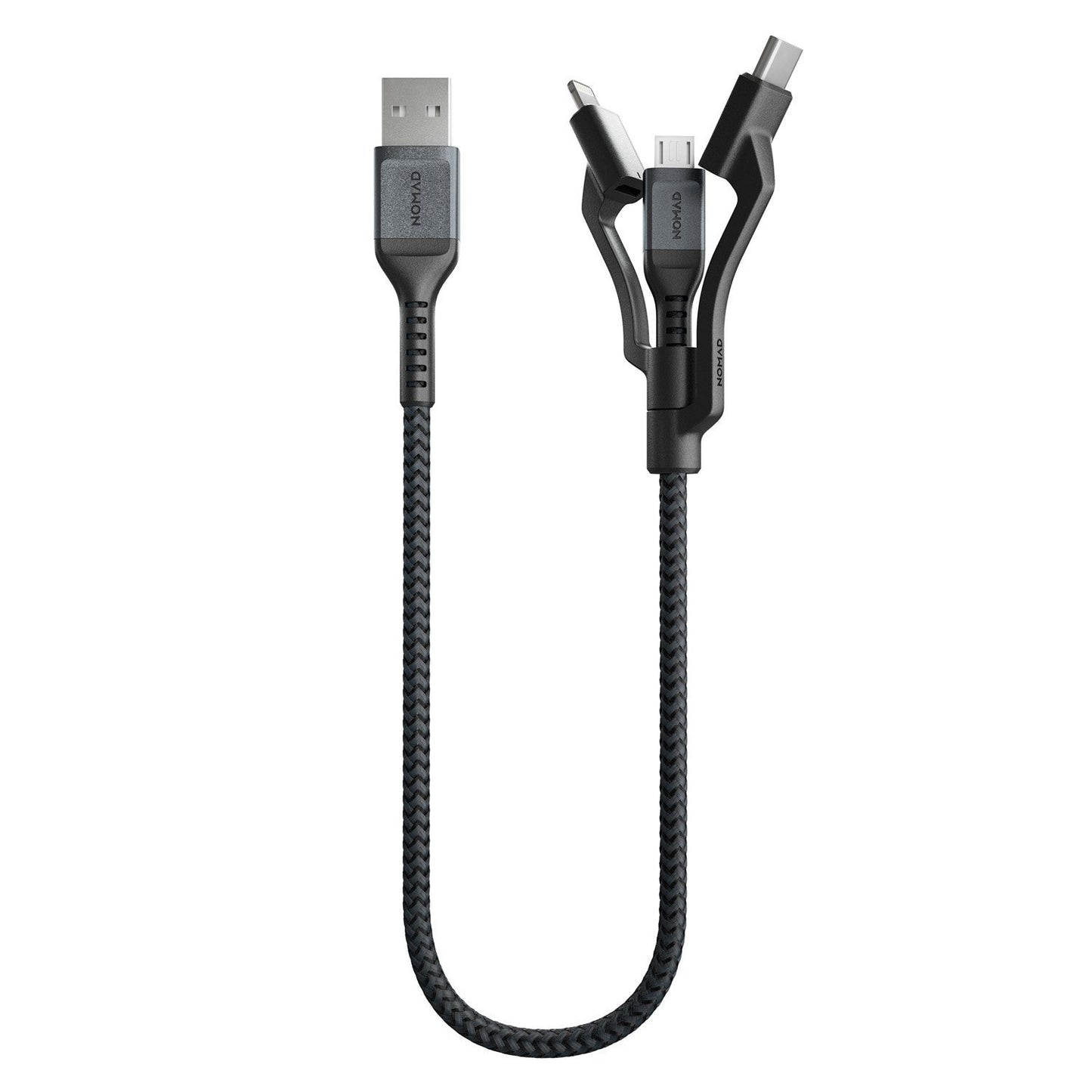 Shop and buy Nomad Rugged Kevlar Universal 3-in-1 Cable Type-C Micro-USB Lightning Metal alloy connector plugs| Casefactorie® online with great deals and sales prices with fast and safe shipping. Casefactorie is the largest Singapore official authorised retailer for the largest collection of mobile premium accessories.